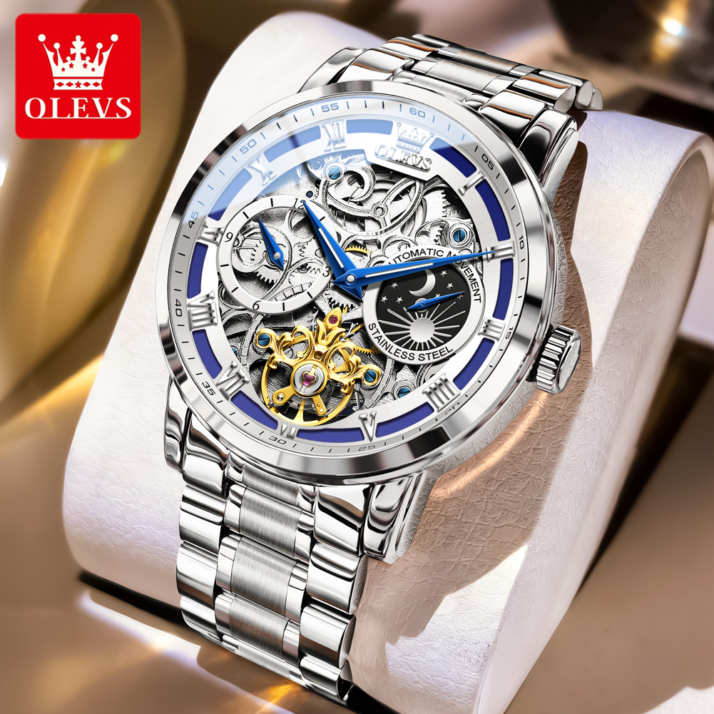 Luxury Watch Moon Phase - OLEVS 6670 오리지널 남성용 시계, 속이