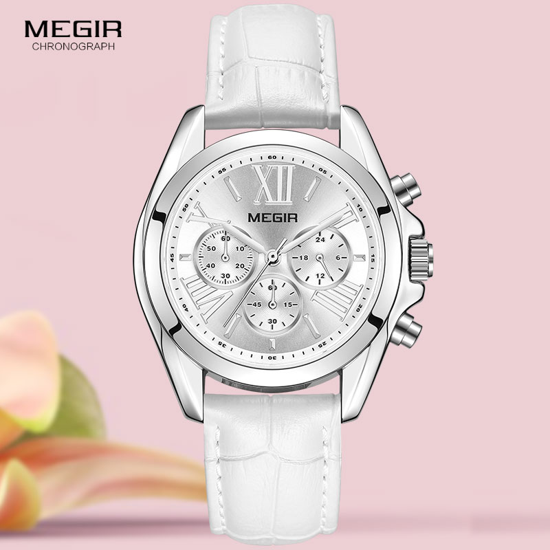 Luxury Watch White - MEGIR2019 새로운 고급 가죽 시계 여성