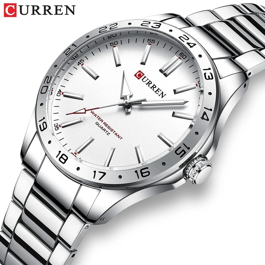 Luxury Watch White - CURREN 8452 실버 화이트 선물용 쿼츠