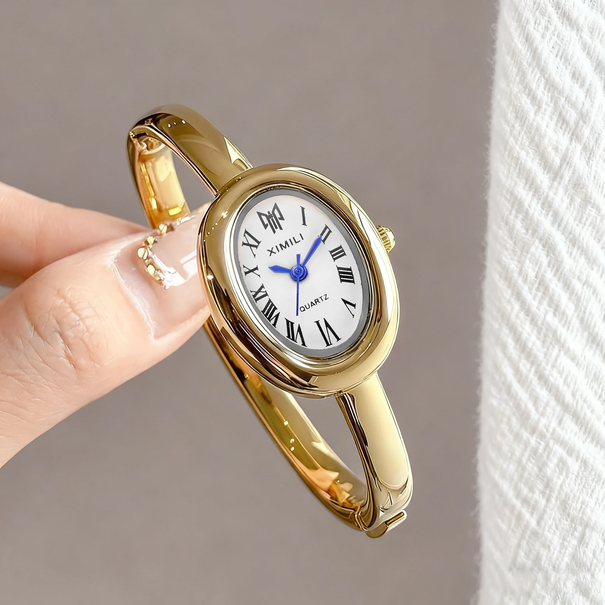 Luxury Watch White - 2026XIMILI 여성용 빈티지 타원형 팔찌 시계,
