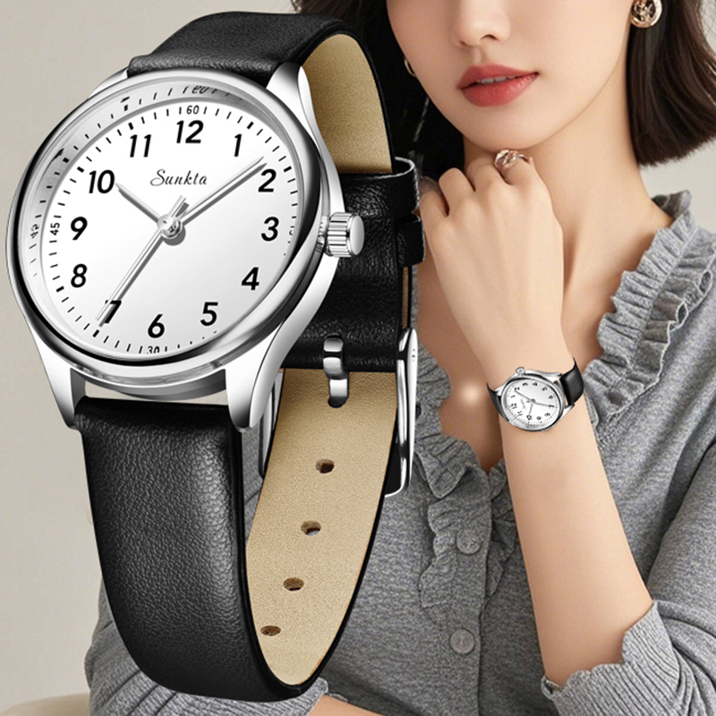 Luxury Watch White - LIGE 간단한 여성 패션 흑백 디자인