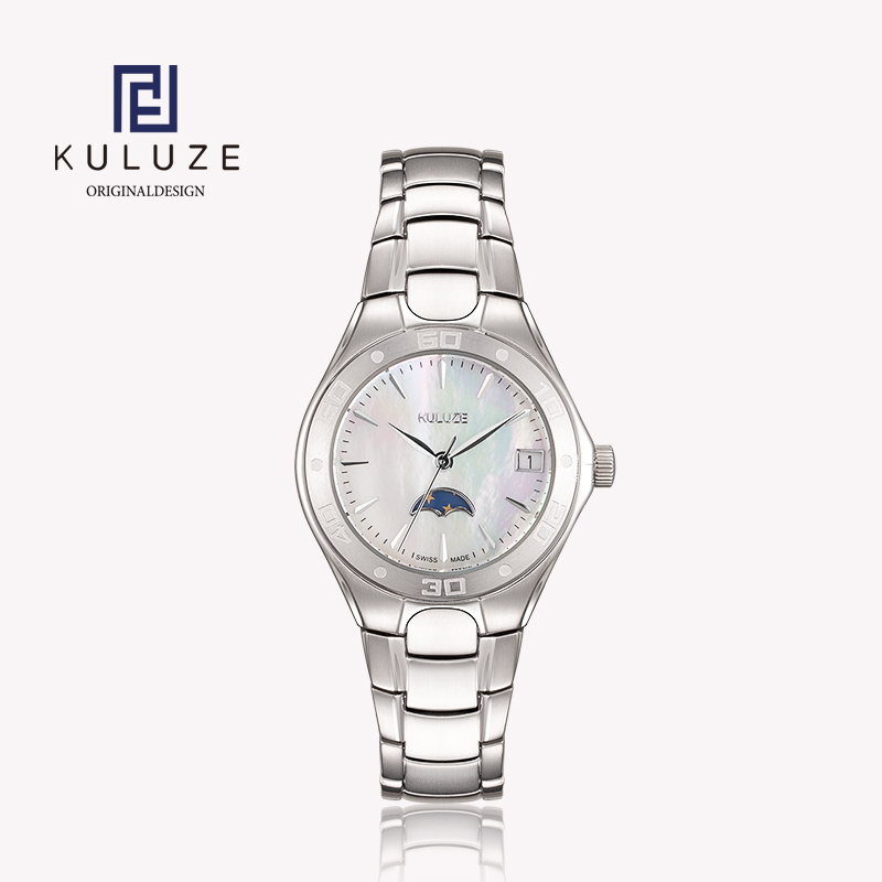 Luxury Watch Moon Phase - KULUZE 여성용 티타늄 레이디 시계, 스위스