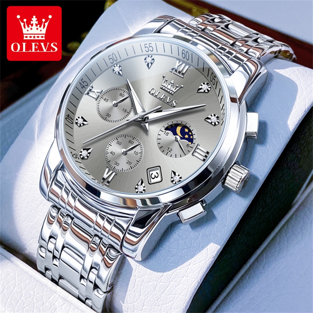 OLEVS 2858 남성용 쿼츠 시계 클래식 쓰리 아이 - Luxury Watch Moon Phase 리뷰 및 가격