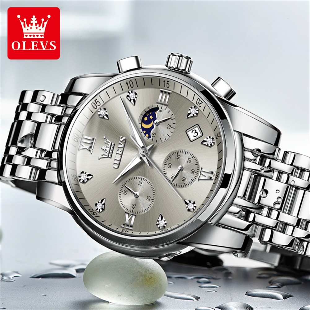 OLEVS 2858 남성용 쿼츠 시계 클래식 쓰리 아이 - Luxury Watch Moon Phase 리뷰 및 가격