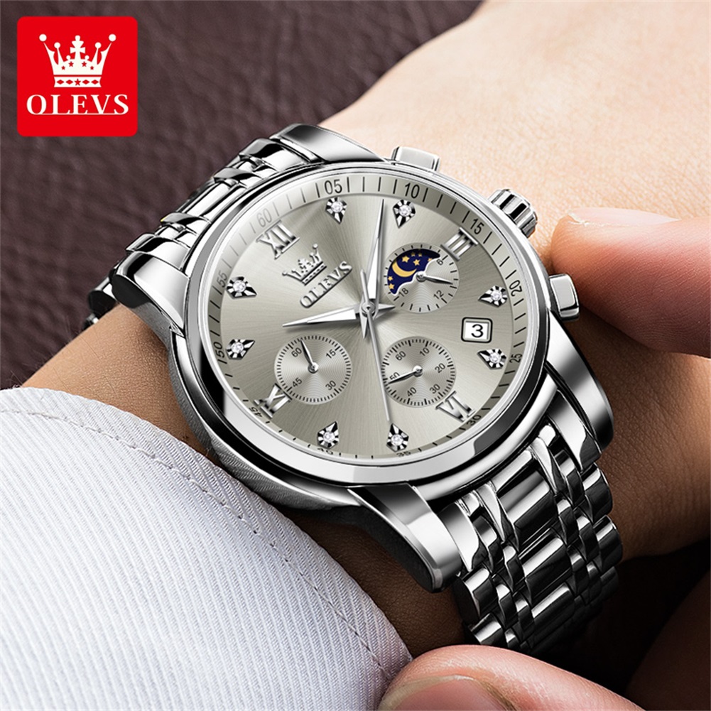 OLEVS 2858 남성용 쿼츠 시계 클래식 쓰리 아이 - Luxury Watch Moon Phase 리뷰 및 가격
