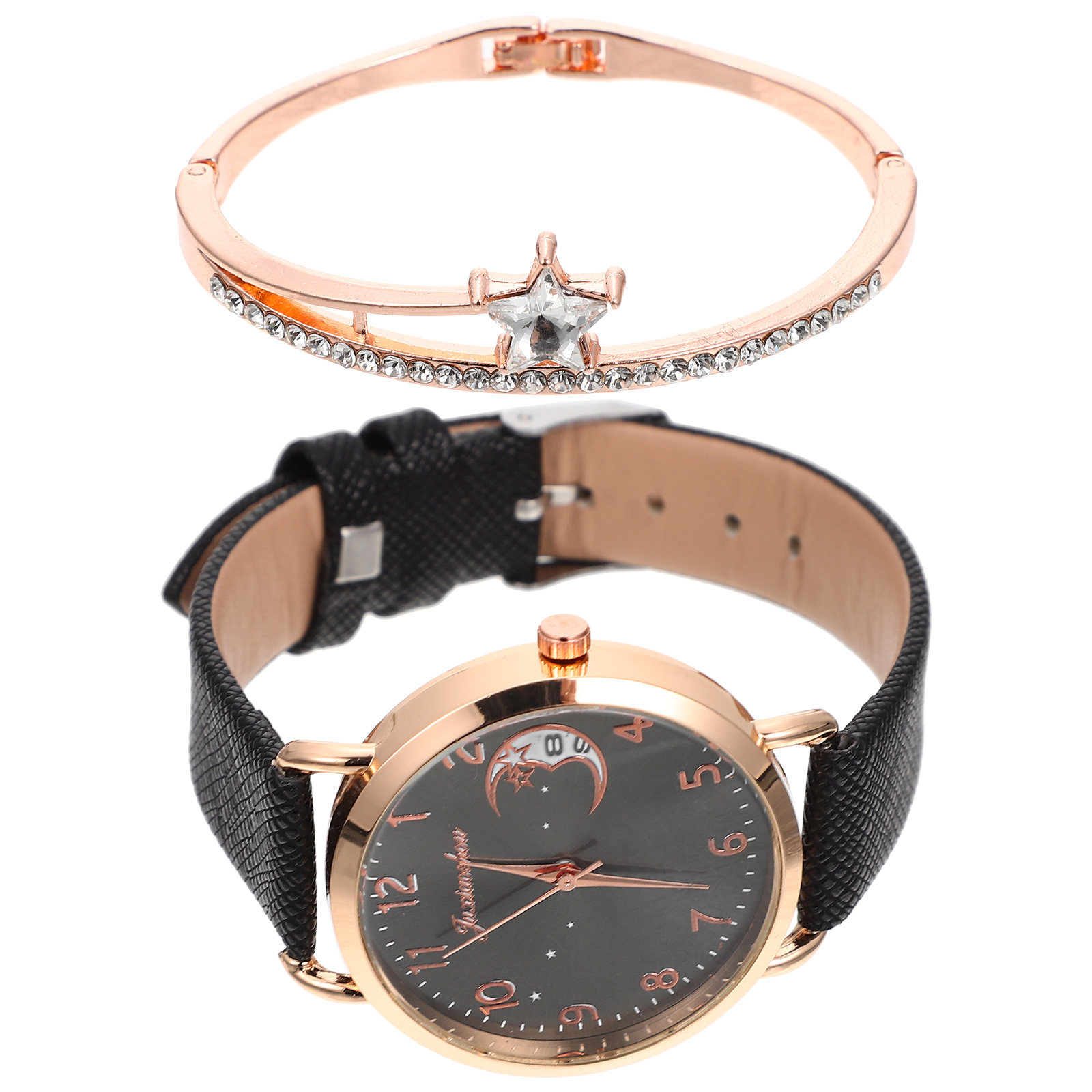 1세트 우아한 스타 문 여성용 시계 및 팔찌 세트 여성 - Luxury Watch White 리뷰 및 가격
