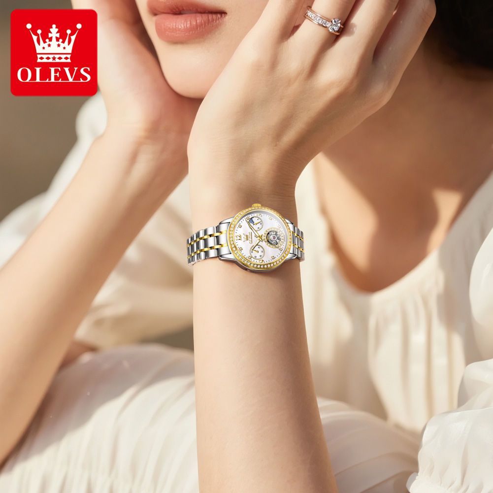 OLEVS 여성용 오토매틱 시계 우아한 스켈레톤 다이아 - Luxury Watch White 리뷰 및 가격