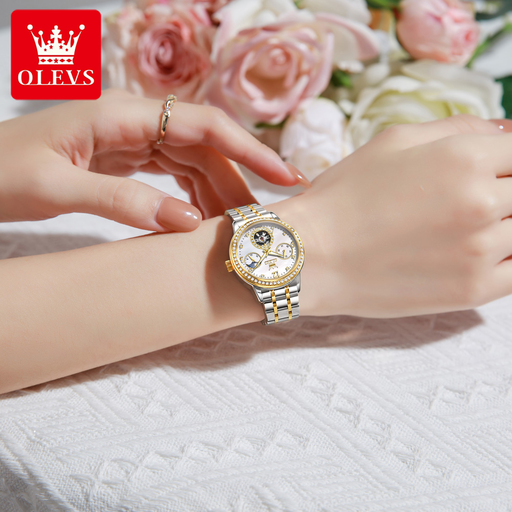 OLEVS 여성용 오토매틱 시계 우아한 스켈레톤 다이아 - Luxury Watch White 리뷰 및 가격