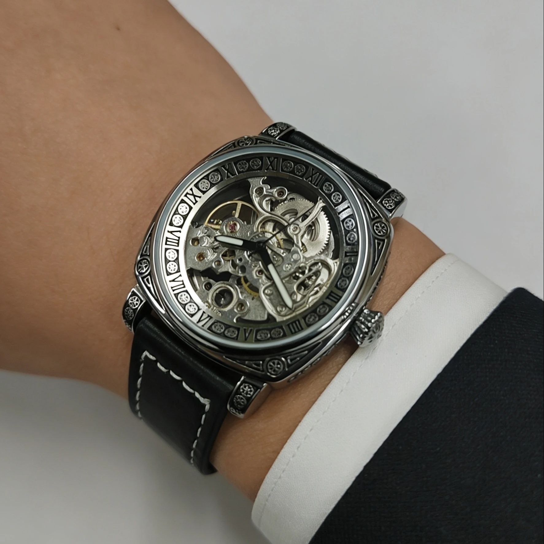 새로운 빈티지 스타일 남성용 스켈레톤 기계식 시계 |  - Luxury Watch It 리뷰 및 가격