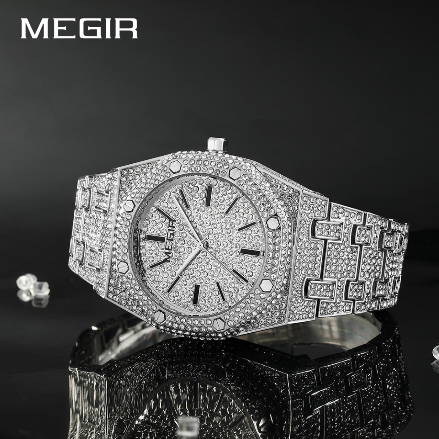 메기르 남성용 고급 쿼츠 라인스톤 시계, 골드 시계,  - Luxury Watch Brand 리뷰 및 가격