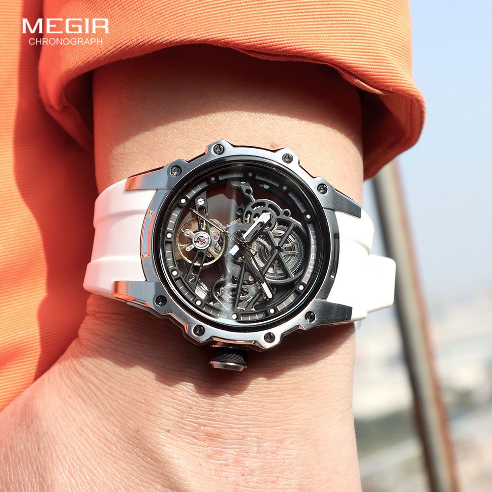 MEGIR 스포츠 남성용 자동 기계식 시계, 패션 스테 - Luxury Watch White 리뷰 및 가격