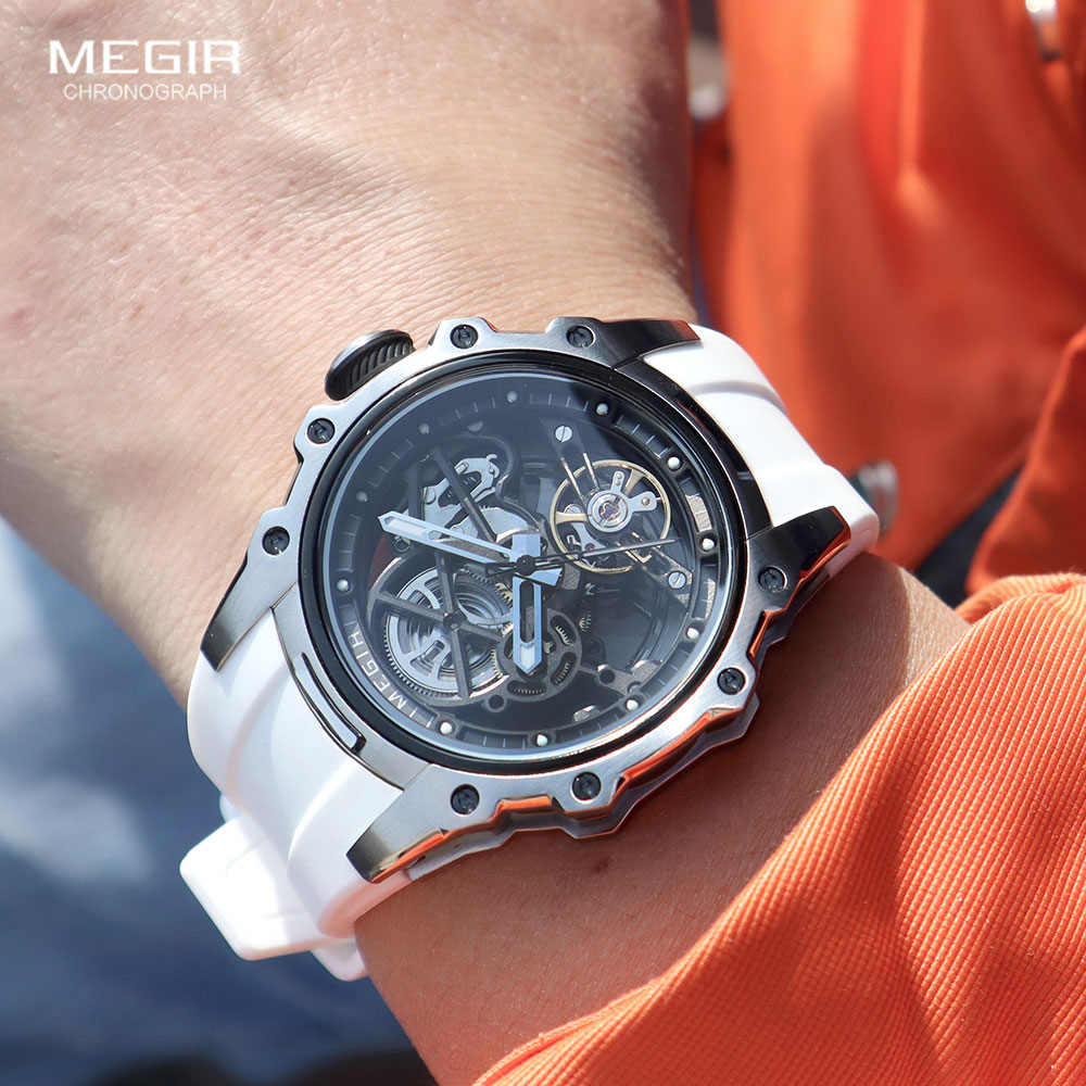 MEGIR 스포츠 남성용 자동 기계식 시계, 패션 스테 - Luxury Watch White 리뷰 및 가격
