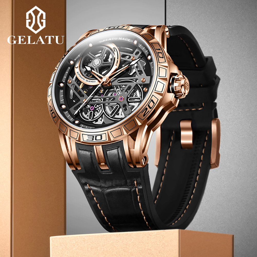 젤라투 남성용 시계 고급 패션 가죽 스트랩 속이 비치는 - Luxury Watch Strap 리뷰 및 가격