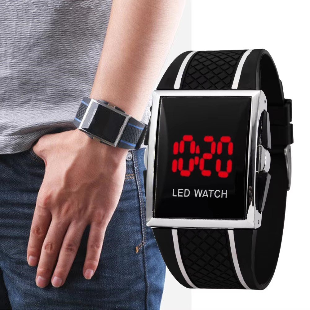 남자 스포츠 디지털 시계 블랙 화이트 직사각형 남자 L - Luxury Watch White 리뷰 및 가격